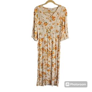 Anany Prairie Boho Floral Midi Maxi Dress Cottage Core XL